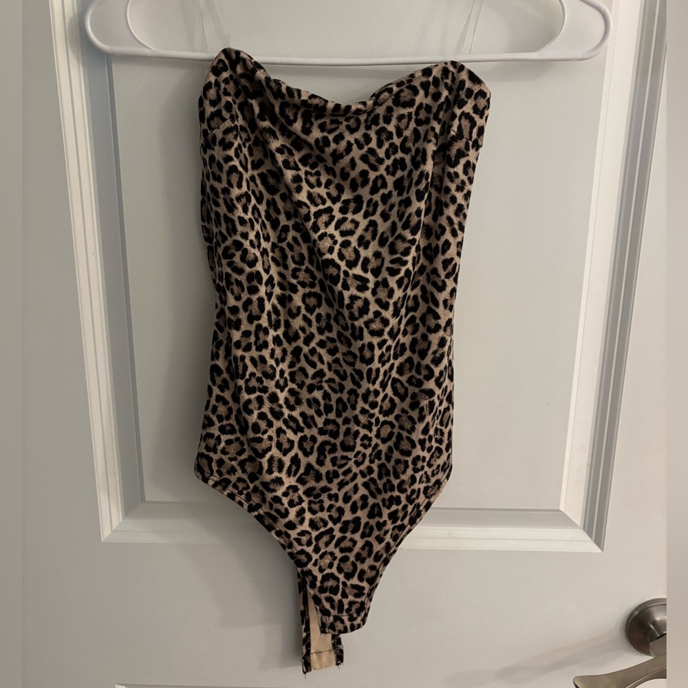gage cheetah print strapless body suit